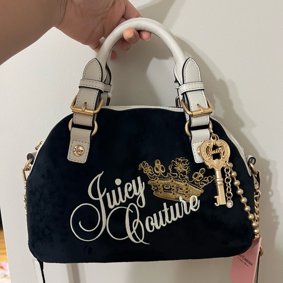 Juicy Couture Handbags - Juicy Couture The Key To Juicy Dome Satchel Crossbody Bag – Licorice (Black)